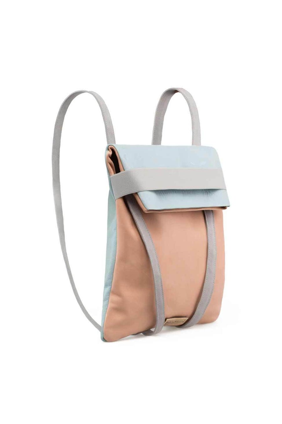 BackPack in Leather lighter and soft colors Reversible bag Maria Maleta